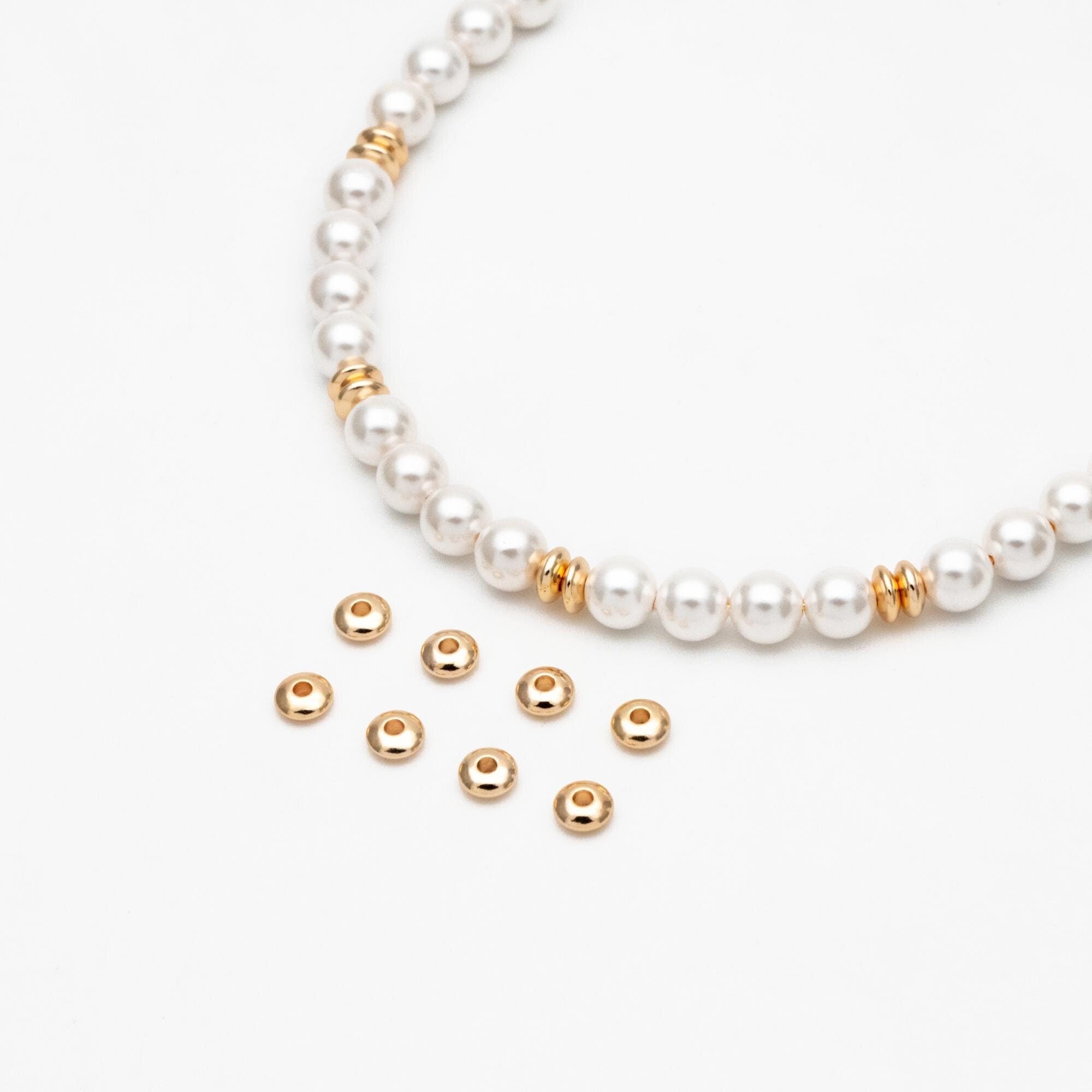 20pcs Gold Rondelle Beads, Gold plated Brass Spacers 5mm (GB-1334)